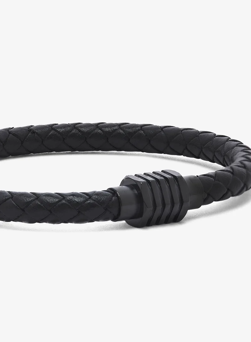 Seventy Five  Genuine Leather Bracelet With Stainless Steel Magnetic Clasp for Men | Best Price UAE